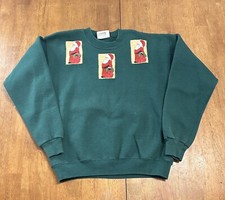Vintage Santa Clause Christmas Crewneck Sweatshirt Medium Riders By Lee USA Made