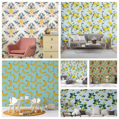 3D Fruit Leaves Pattern Self-adhesive Wallpaper Removable Wallpaper Wall Mural