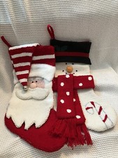 Set Of 2 Plush Christmas Stockings Santa and Snowman 20  