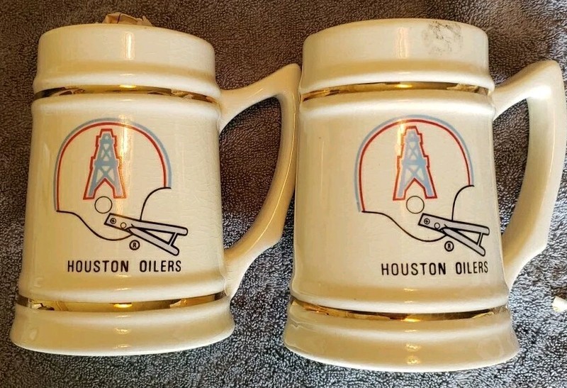 Houston Oilers 2 Large Ceramic Mugs