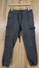 REWASH Cargo Jogger Pants Womens Sz M Olive Green Drawstring Elastic Cuff Army