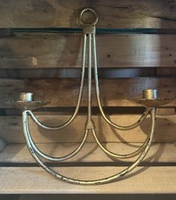 Aged Gold Tone Metal Wall Hanging Candle Holder #AGT223