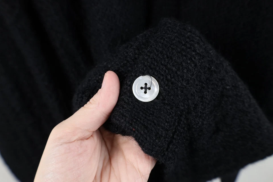 Cárdigan Suéter Tejido Lana Mohair Pesado L Rockabilly Años 50 60 De Colección EE. UU. Negro Foto 4 de 4