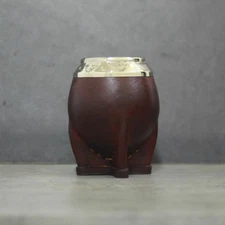 Torpedo Leather Chiseled Mate Gourd. Argentinian, Handcrafted, Gift, Gaucho.