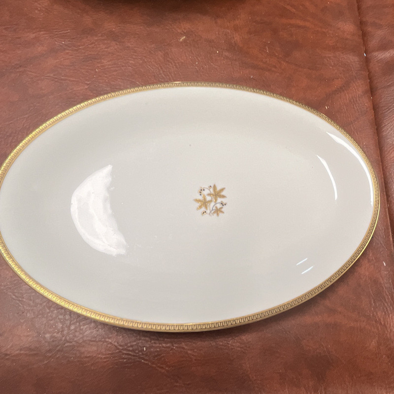 Noritake China White Porcelain Oval Platter Gold Gilt Rim Floral MPN 5790