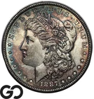 1887 Morgan Silver Dollar Coin, Beautiful Superb Gem BU++
