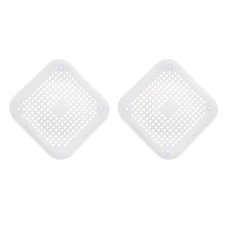 2pcs Shower Drain Hair Catcher 5.7" Dia with Detachable Suction Cup White