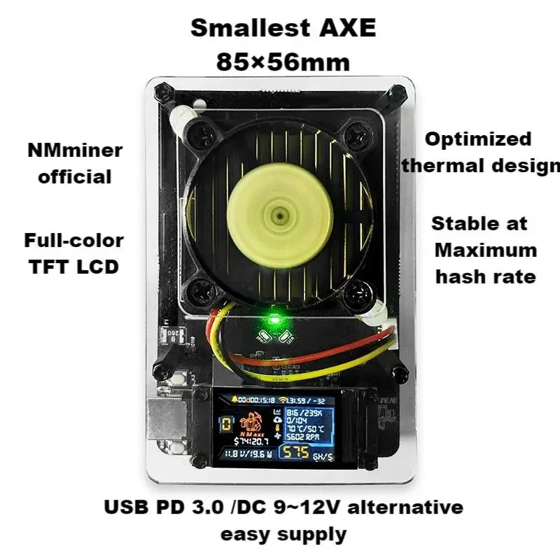 NMAxe NMMiner ASIC BM1366 | 500–600Gh/s | Display a colori | Solo Bitcoin Miner - Immagine 2 di 4