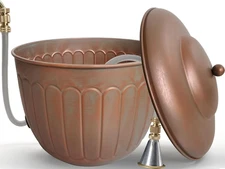 BSTGIFTS Garden Water Hose Holder - Decorative Metal Pot, Metal Hose Storage Pot