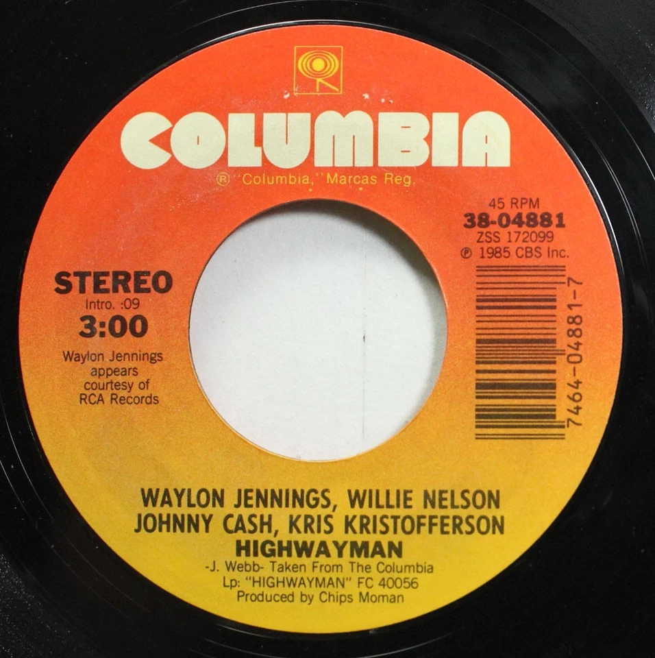 Picture Sleeve 45 Highwaymen - Highwayman / Human Condition (Cash Willie Waylon) - Image 2 of 4