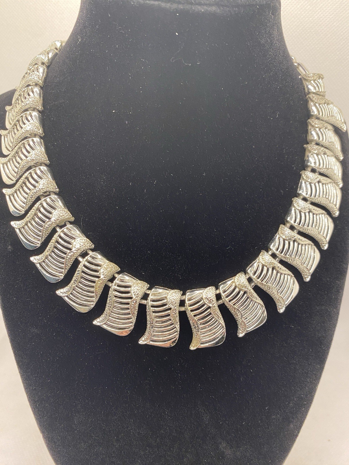 Signed Coro Silver Link Panel Necklace 1960’s App… - image 8