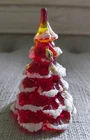 Fenton Art Glass Ruby Red Amberina 3.25" Flocked Christmas Tree w/ Bird Cardinal