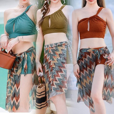 Bikini Dreiteiliges Set für Damen Bequem Beachwear für Urlaub Genuss