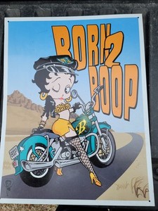 BETTY BOOP BORN 2 BOOP METAL SIGN 12.5x16 Man Cave Garage Wall Decor Motorcycle