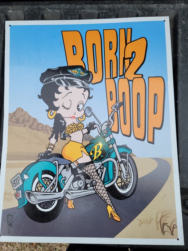BETTY BOOP BORN 2 BOOP METAL SIGN 12.5x16 Man Cave Garage Wall Decor Motorcycle