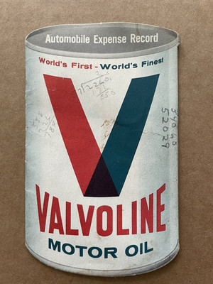 Vintage VALVOLINE MOTOR OIL Can Automobile Expense Record Ray Co Minerva OH