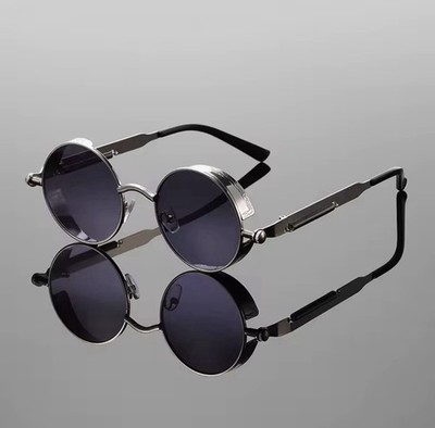 Round Punk Sunglasses Men Vintage Gradient Lens Luxury Designer Shades
