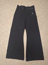 Vintage 1960s Navy Wool Sailor Flare Trousers Button 30 Waist USA