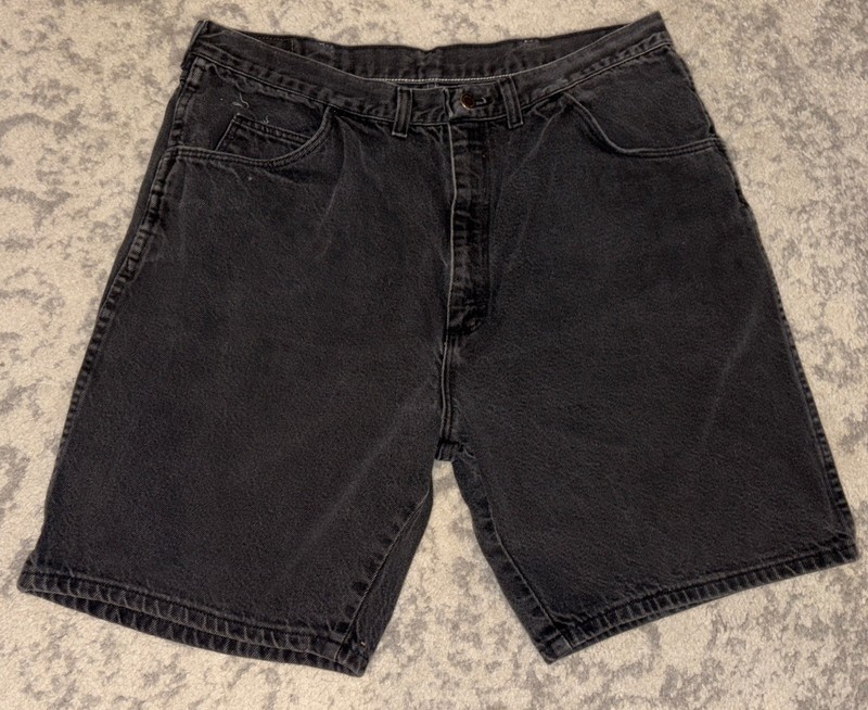 VTG Y2K Wrangler Baggy Jorts Shorts Mens Size 38 Black Denim Grunge EUC