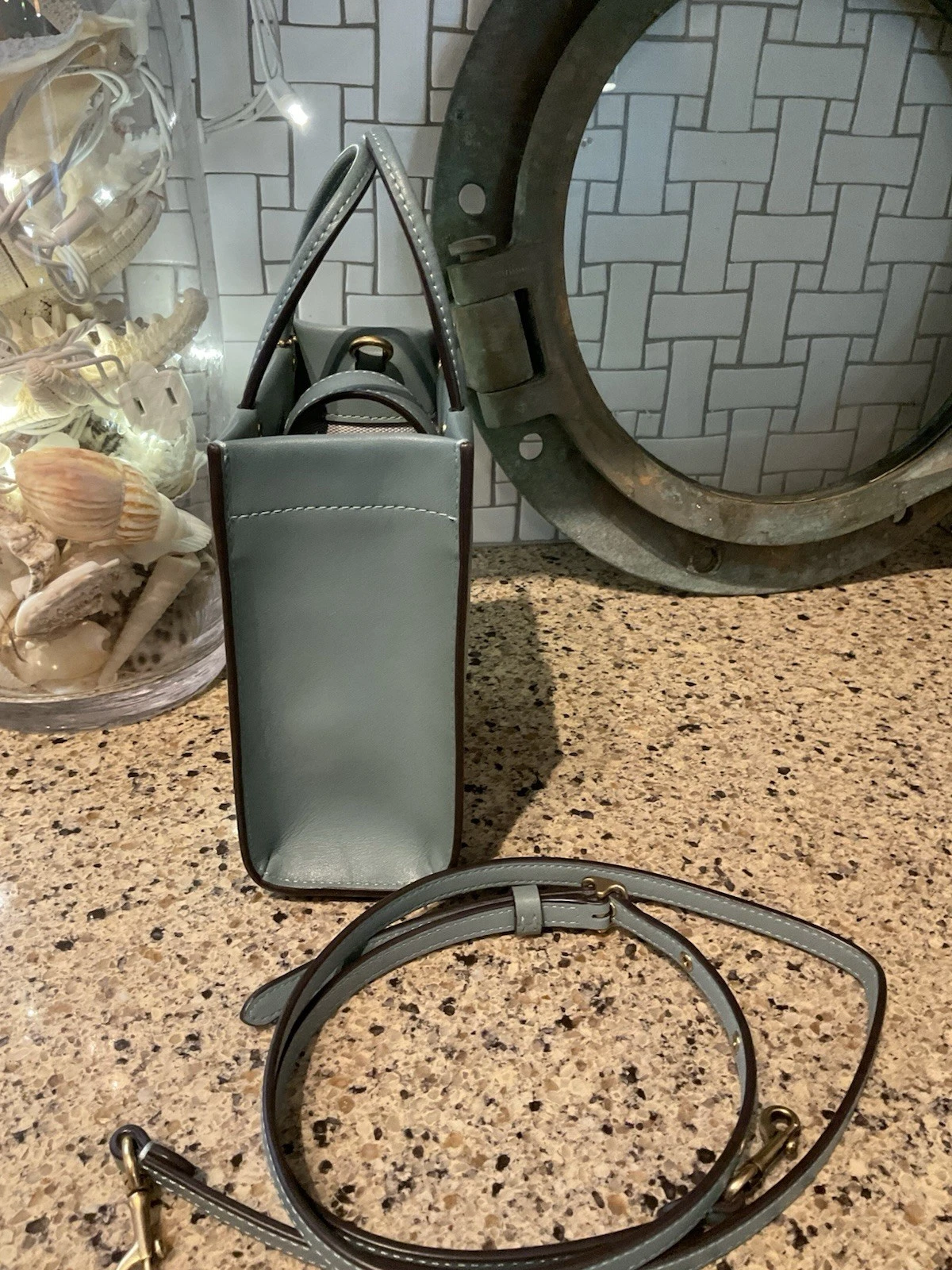 Coach 1941 Mini Cashin Borsa da Trasporto Guanto Pelle Conciata Blu C4828