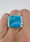 Vtg Navajo Sterling Silver Sleeping Beauty Turquoise Stamped Men's Ring 15.6g