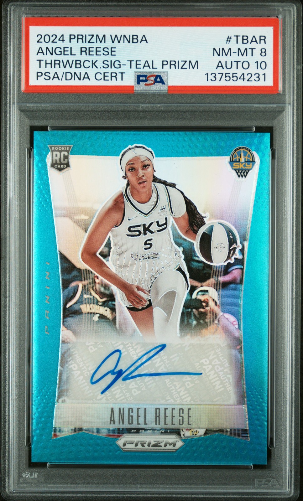 2024 PANINI PRIZM WNBA THROWBACK SIGNATURES ANGEL REESE 11/35 PSA 8 AUTO 10
