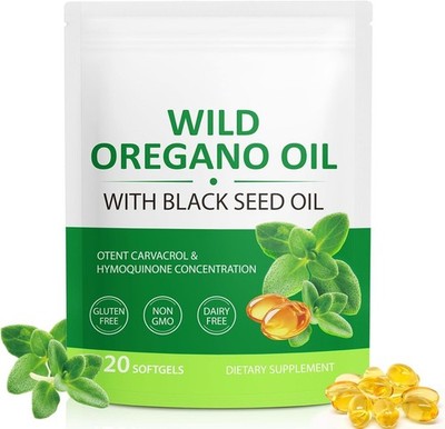 Resilia Oregano Oil Capsules 120 Count 6000mg Oil of Oregano with Black Seed oil