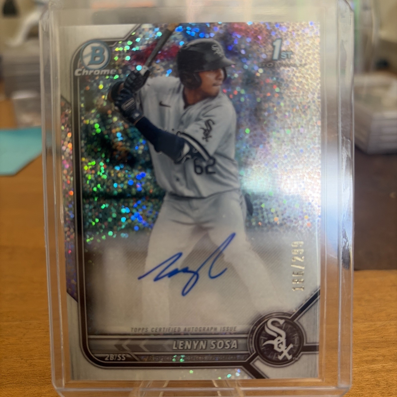 2022 Bowman Chrome 1st Speckle Prospect Lenyn Sosa Auto. #d /299 White Sox