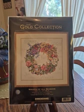 Dimensions Gold Collection "Wreath of All Seasons" Cross Stitch New Sealed 