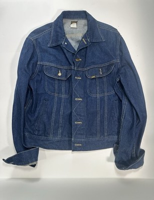 Vintage 70s Lee Riders Dark Denim Trucker Jacket PATD-153438 Made in USA 46 Long