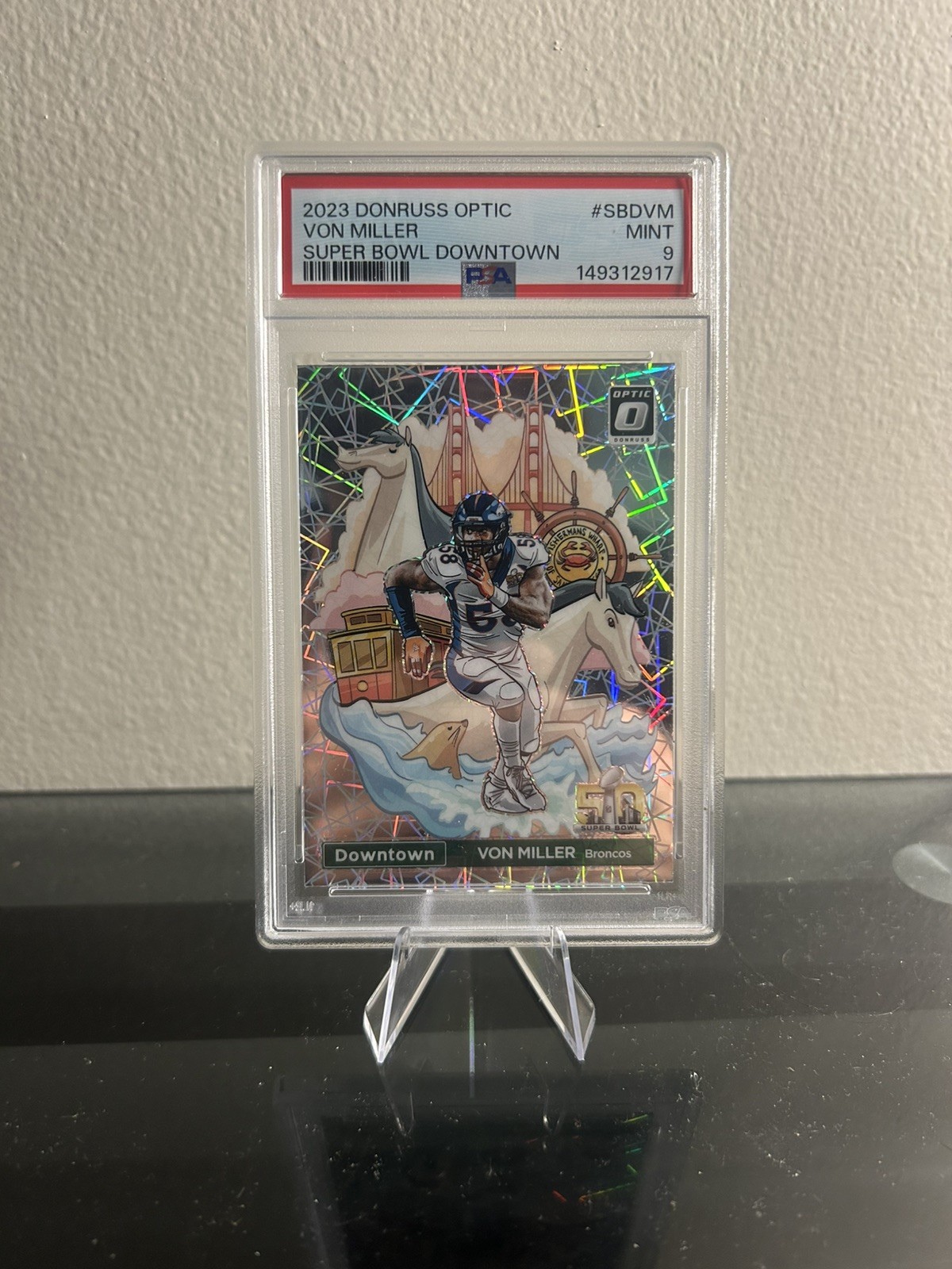 Von Miller 2023 Panini Donruss Optic Super Bowl Downtown SSP PSA 9 Mint Broncos