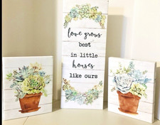 Farmhouse Wall Art Set Succulent Canvas Signs...