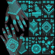 8 Sheets Glow in the Dark Tattoos for Women Girls Luminous Temporary Hand