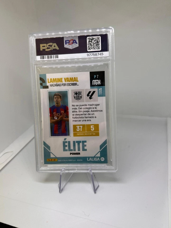 Lamine Yamal FC Barcelona Panini Megacracks Elite Power 2024 25#P7 Firma PSA 9 - Imagen 3 de 4