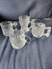 3 verres vintage McDonald's silex et 1 verre McDonalds Batman Riddler.