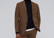 Kenneth Cole Reaction Mens Brown Ready Flex Slim Fit Nested Suit Jacket Size 38R