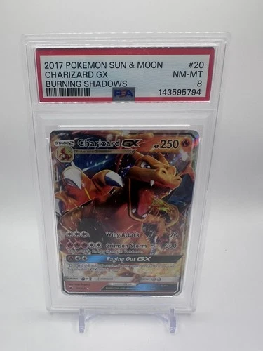 Pokemon 2017 Sun & Moon Burning Shadows CHARIZARD GX #20 PSA 8 RARE