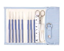 Tulip ETIMO TLS001 Loyal Silver Blue Cushion grip Lace needle set New in Case