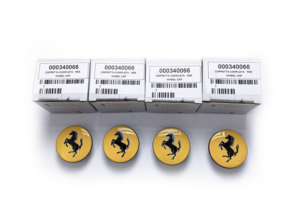 Ferrari 812 488 458 430 F12 Yellow Wheel Center Cap Set OEM 340066