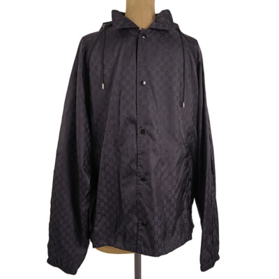 sz 54 NEW $1900 GUCCI Men's Black GG Jacquard WINDBREAKER sz 54 NEW $1900 GUCCI Men's Black GG Jacquard WINDBREAKER