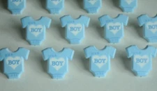 12 It's a Boy Blue Bodysuit Cupcake Rings Baby Shower Gender Reveal Party Favor