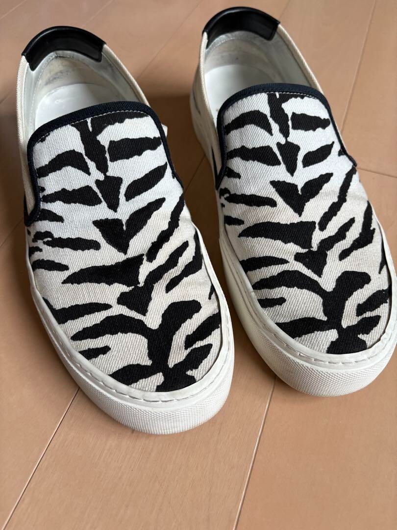 SAINT LAURENT PARIS ゼブラパンプス 40サイズ　25cm YSL Saint Laurent Zebra Slip-on Flat Shoes Men's Size 42 US9