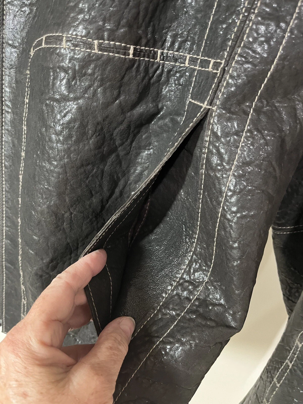 Hugo Boss Lamb Brown leather Racer jkt SZ 46R Casual SUPERB - product detail image 8