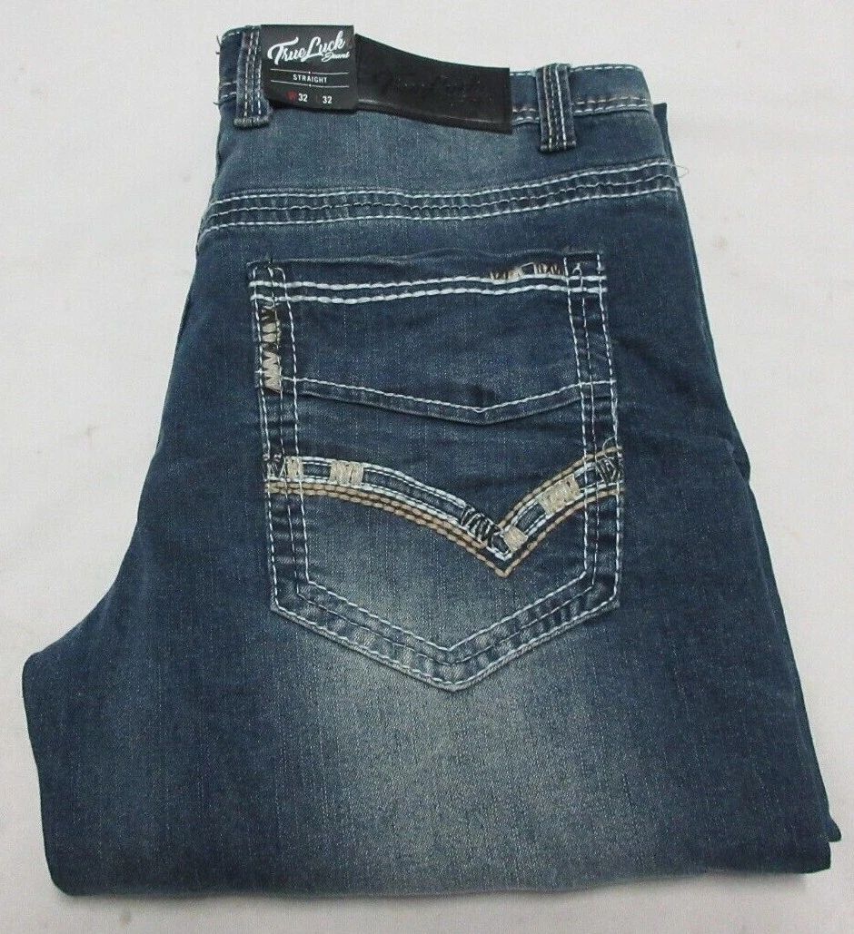 True Luck Jeans Men s Classic Stretch Straight Fit Denim Jeans Size W32 L32