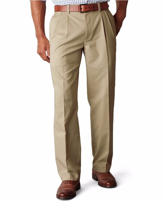 Men's Croft&Barrow ClassicFit EasyCare Khaki Stretch Pleated Pants Navy color eBay