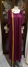    Vintage Silky Soft Nylon Nightgown M/L Gathering At Tie Neck Red Wine Color