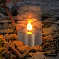 Solarkerze Teelicht AußEnleuchte Feuereffekt Led Gartendeko Tischlampe Windlicht
