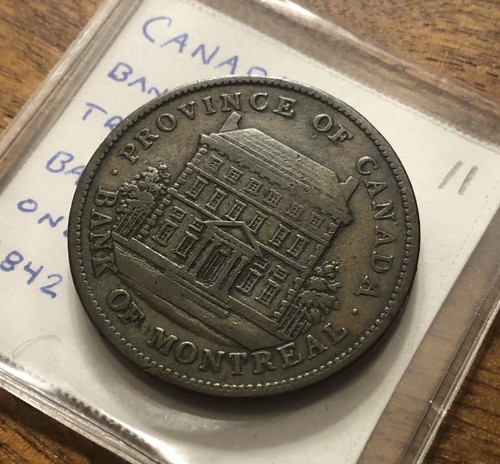 1842 Kanada, Bank of Montreal One Penny Bank Medaille Nr.11 - Bild 4 von 4