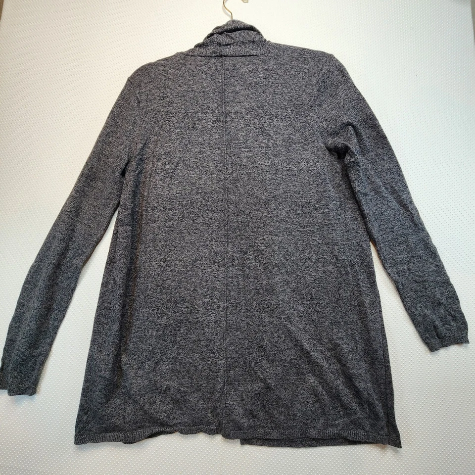 Cárdigan suéter Bass para mujer gris mediano negro brezo frente abierto mezcla de algodón Foto 3 de 4