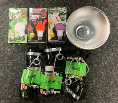 3 Pack Mega Grow Hydroponic Grow Bulbs W/ Clamps New In Box complete ready to go